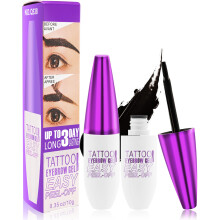 Waterproof Peel Off Eyebrow Tint Gel Kit 2pcs Ebony Black Long Lasting Brow Tattoo at Home