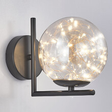 Mid-Century Modern Vanity Lighting, Globe Glass Shade Light with Elegant Contemporary Wall Lamp for Bathroom Bedroom, Creative Metal Side Design