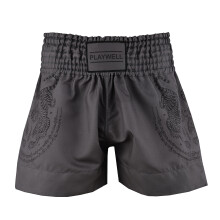 (Large) Twin Tiger Satin Muay Thai Competition Fight Shorts  - Grey
