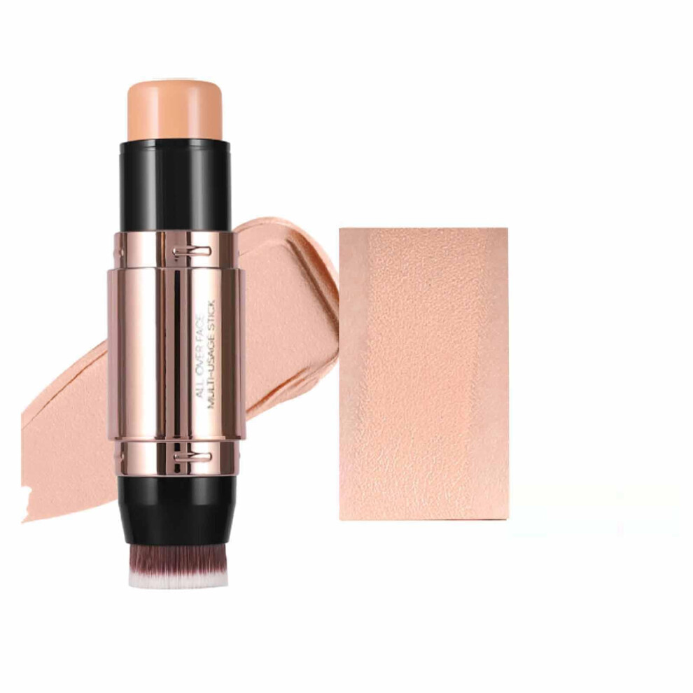 Cream Contour Stick Dual Ended Highlight With Brush, Blendable Face Sculpting Makeup Color 03