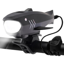 Bike Horn with Light, 120dB Electric Bicycle Bell & 400LM Rechargeable Headlight, IPX4 Waterproof(Black)