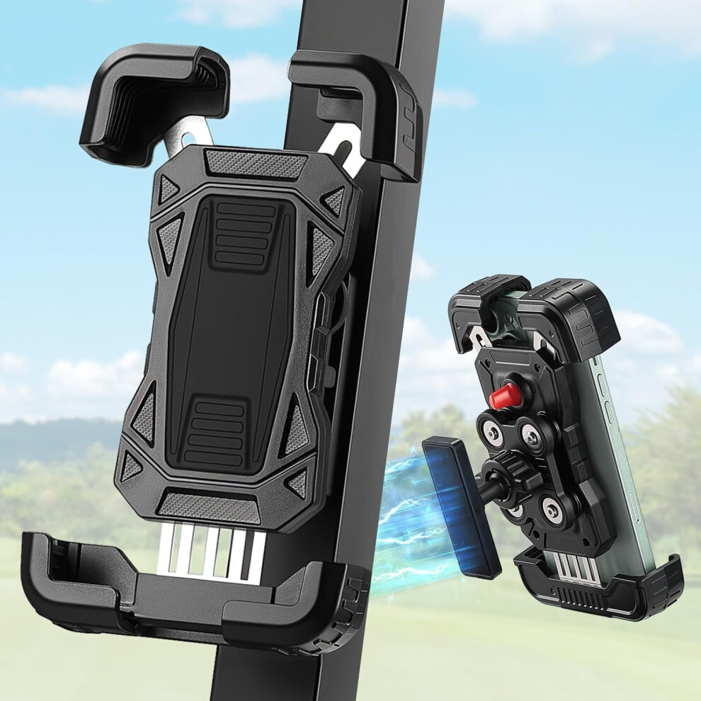 Golf Cart Phone Holder, Magnetic Tractor Phone Holder Mount Compatible, Golf Cart Phone Caddy(Black) Black 6976918089595