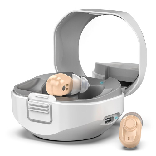 Hearing Aids - Rechargeable, Comfortable, and Invisible Hearing Devices with Easy Operation(White)
