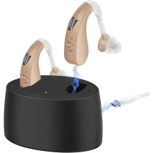 Rechargeable Hearing Aids for Seniors, with Noise Cancelling and Volume Control, Amplifier(Black)