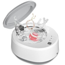 Ultrasonic Retainer Cleaner 49KHz Ultrasonic Cleaner 340ML Portable Jewelry Cleaner Ultrasonic(White)