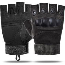 Outdoor Men's Knuckle Protection Workout Training Fingerless Gloves(Black)