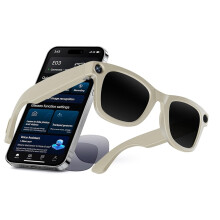 Smart glasses equipped with a 1080P HD camera, AI translation function, and photochromic lenses(White)