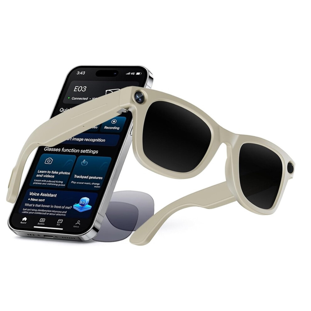 Smart Glasses Equipped With A 1080P Hd Camera, Ai Translation Function, And Photochromic Lenses(White) White 6976918090843