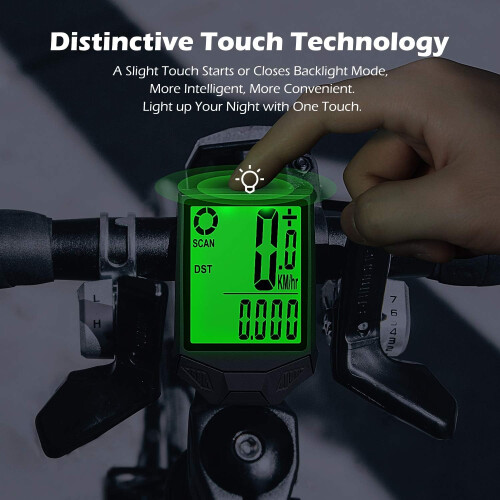 Bike Speedometer and Odometer Wireless Waterproof Bicycle Computer with Touch Sensor Switch(Black) 2