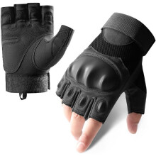 Fingerless Knuckle Tactical Gloves for Men Shooting, Airsoft, Motorcycle, Police Work and Hiking(Black)