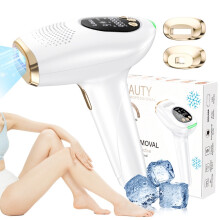 Ice Point Hair Removal Device – Painless IPL Laser, 3 Modes, 9 Energy Levels, Magnetic Heads(White)