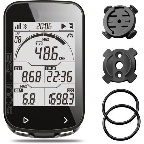 Computer Wireless, 2.6'' LCD Display 40H Rechargeable Waterproof Cycling Computer Bluetooth ANT+(Black)