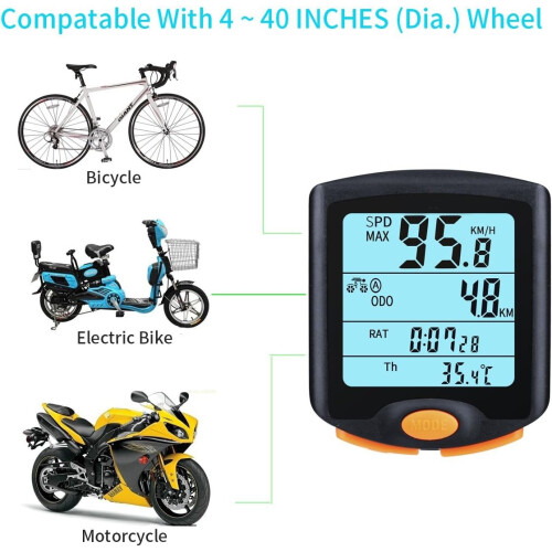 Bike Computer, Wireless Bicycle Speedometer Bike Odometer Cycling Multi Function Waterproof(Black) 2