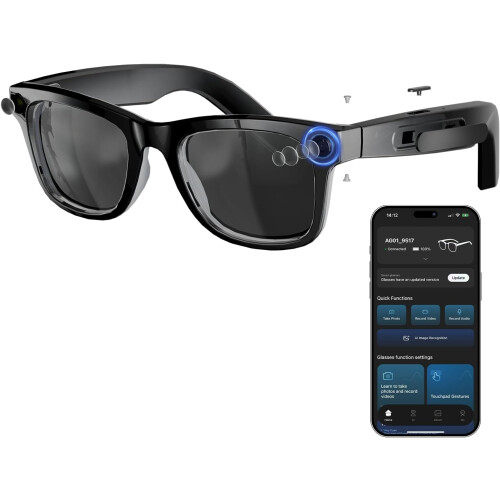 Smart Glasses AI Translator 27 Languages with 8MP Camera(Black) 1