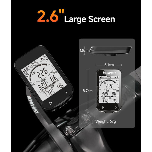 Computer Wireless, 2.6'' LCD Display 40H Rechargeable Waterproof Cycling Computer Bluetooth ANT+(Black) 1