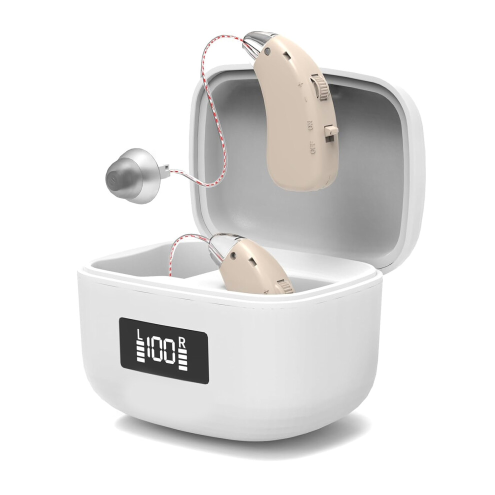 Chronus White Hearing Aids Rechargeable For Seniors, Lightweight Hearing Amplifiers For Adults Hearing Loss(White)