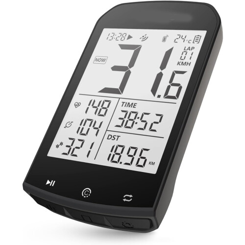 GPS Wireless Bike Computer, Cycling Computer GPS with Bluetooth/ANT+, Bike Speedometer(Black)