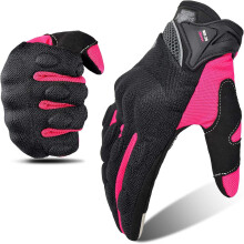 Motorcycle Gloves Mesh Breathable, Touchscreen Motorbike Gloves Anti-Slip with Protection for Women(Pink)