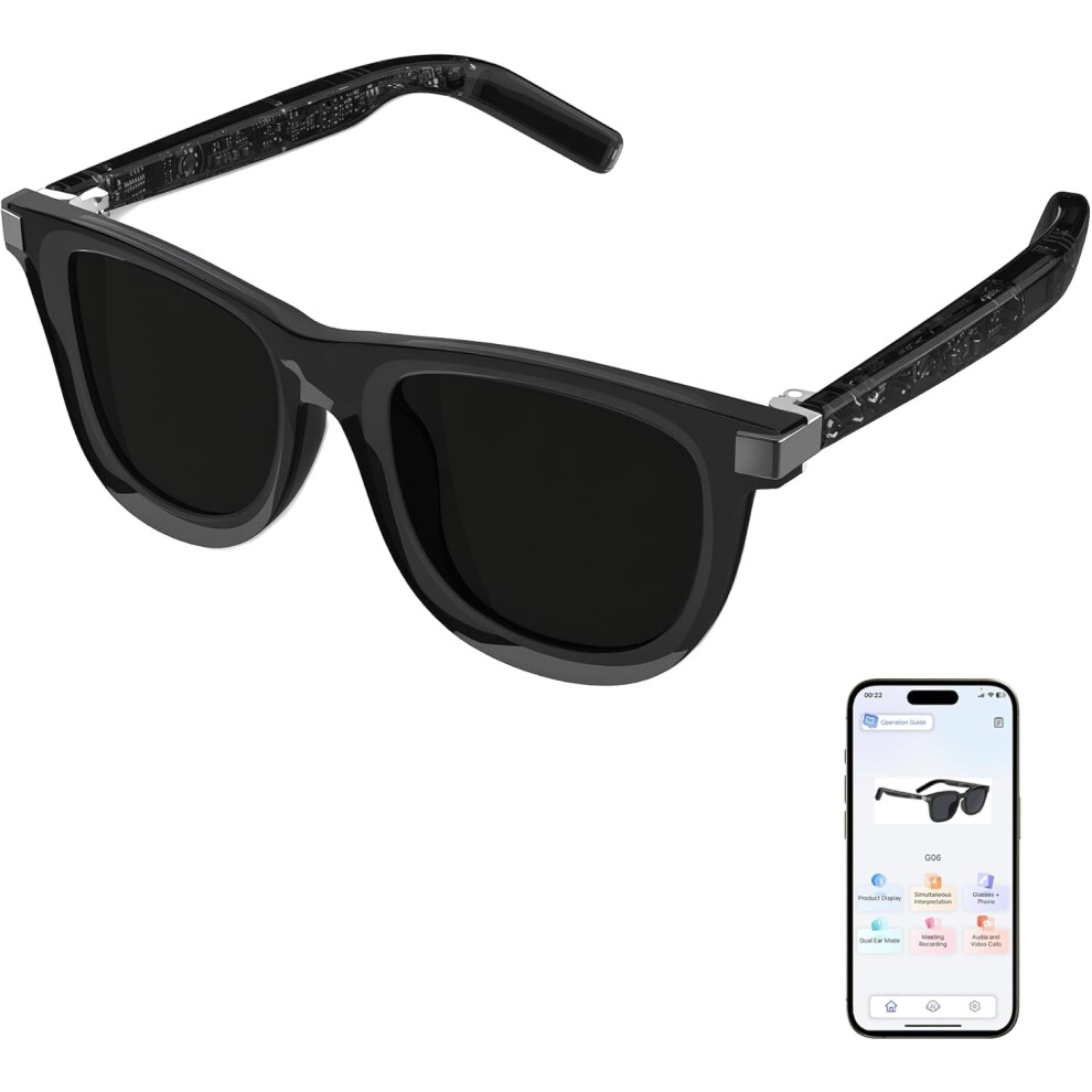 The Smart Glasses Support Translation In 110 Languages, Feature Polarized Lenses, And Offer Uv400 Protection(Black) Black 6976918090874
