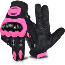 Motorcycle Gloves for Women Touch Screen Summer Motorbike Dirt Bike Full Finger Gloves Road Racing(Pink)