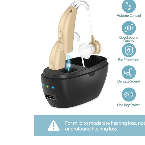 Updated Hearing Aids for Seniors,Rechargeable Hearing Amplifier with Noise Cancelling,Adjustable(Black) 2