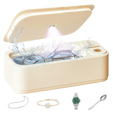 Ultrasonic Jewelry Cleaner with Retainer-Safe Tray, 4 Timer Modes, 47KHz Ultrasonic Cleaner Machine(White)