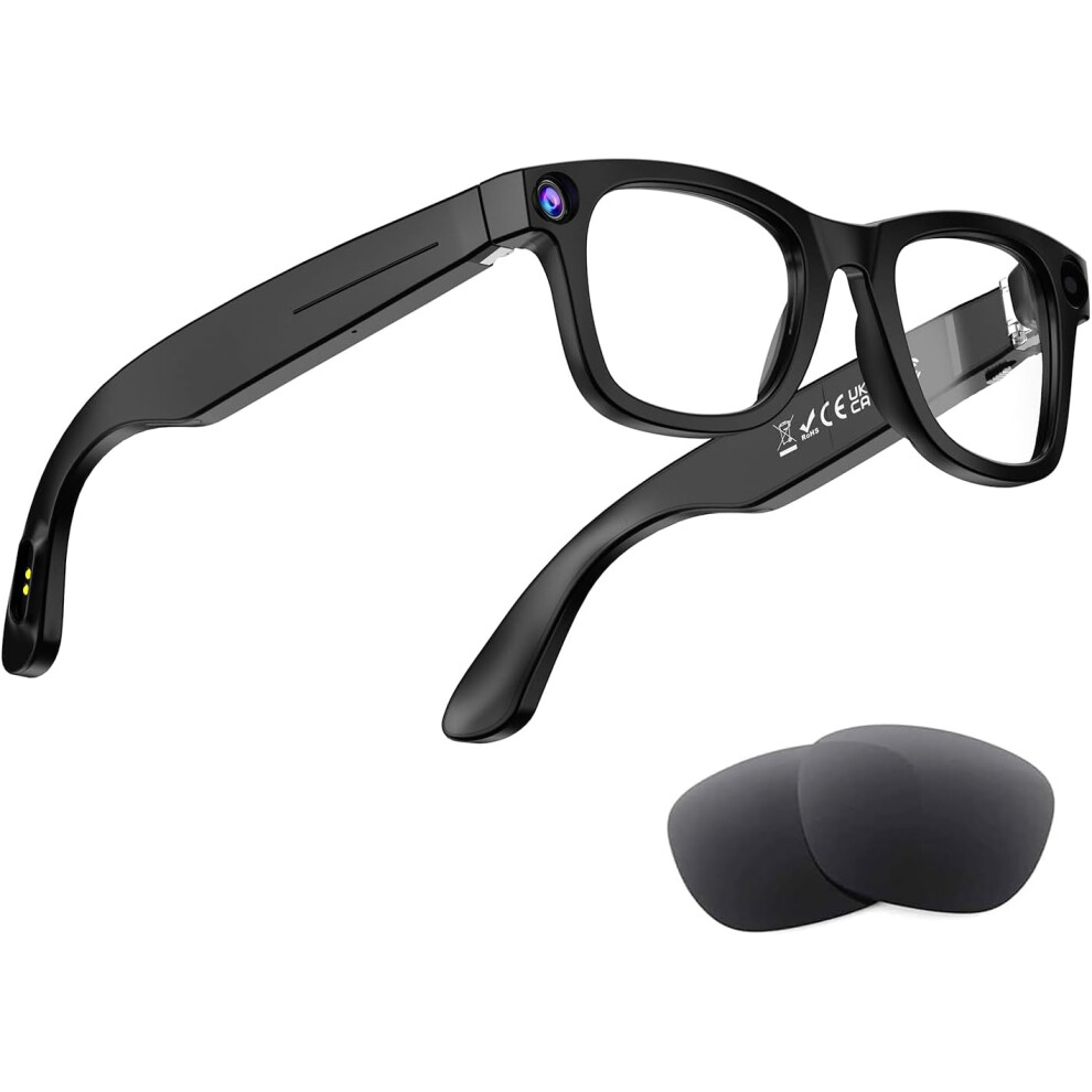 Ai Smart Glasses With 8Mp Camera 1080P Video Recording Real Time Translation And Voice Assistant(Black) Black 6976918088406