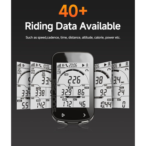 Computer Wireless, 2.6'' LCD Display 40H Rechargeable Waterproof Cycling Computer Bluetooth ANT+(Black) 2