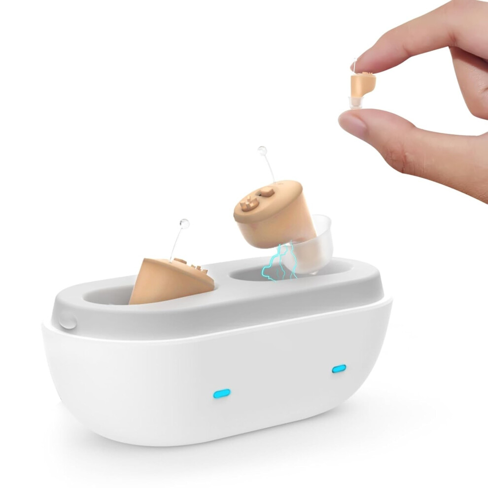 Chronus Beige True Hearing Aids For Seniors Not Amplifier, Noise Cancelling, Rechargeable & Invisible With Magnetic(Beige)