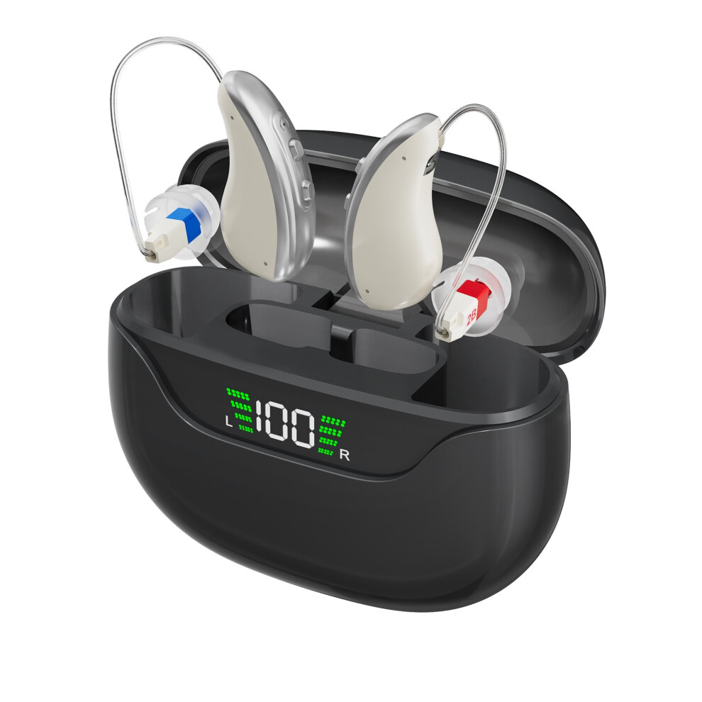 Chronus White Hearing Aids For Seniors, Rechargeable Otc Hearing Aids With Noise Reduction, Behind-The-Ear Hearing(White)