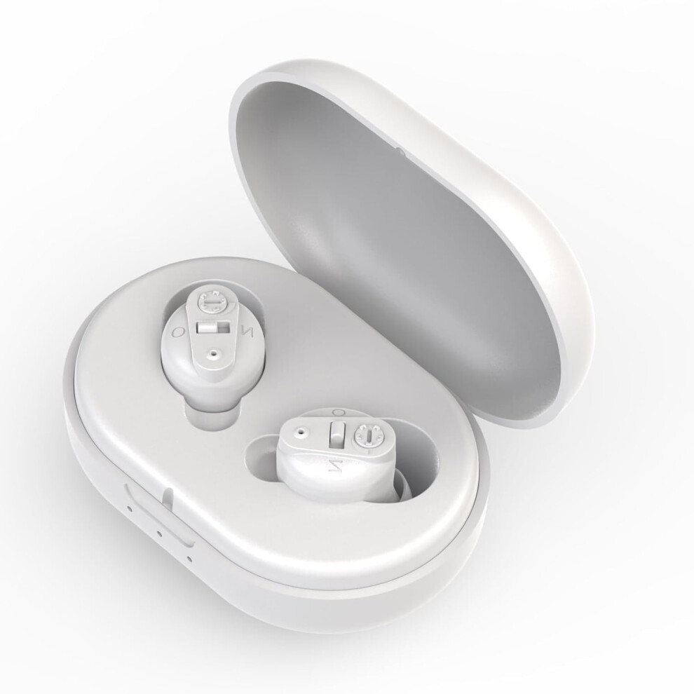 Chronus White Hearing Aids For Seniors Rechargeable With Noise Cancelling Hearing Aids Rechargeable Severe Hearing(White)