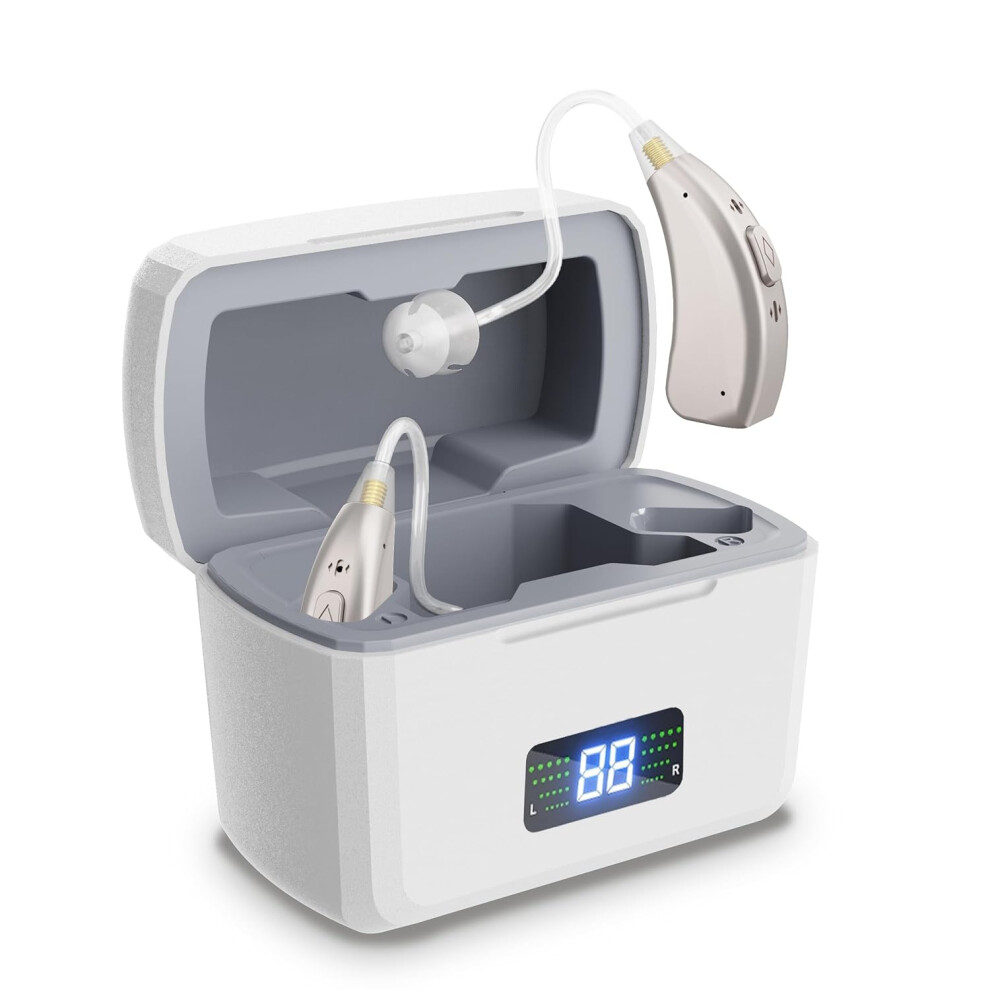 Chronus White Hearing Aids,Wireless Rechargeable Hearing Aids For Seniors,Hearing Amplifiers For The Hearing Loss(White)