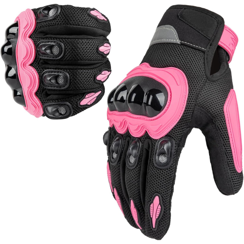 Breathable Mesh Motorcycle Gloves, Touchscreen Protective Motorbike Gloves For Men And Women(Pink) Pink 6976918089359