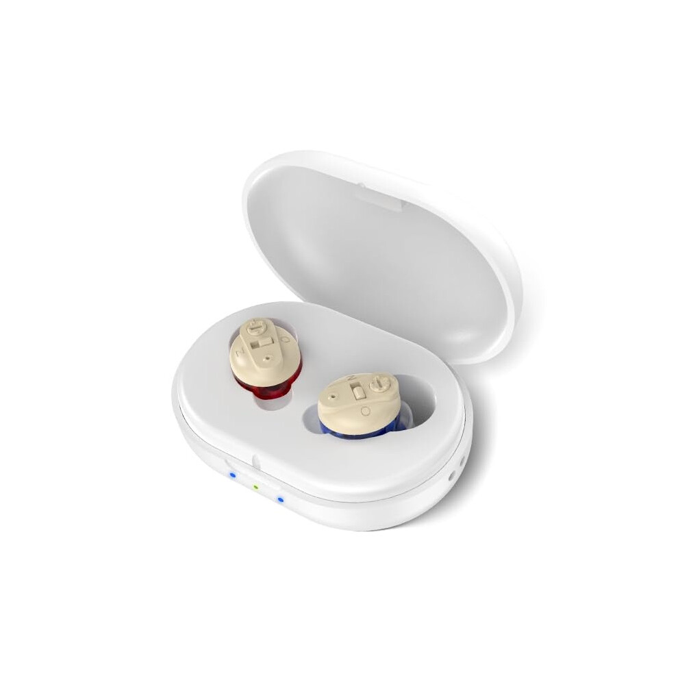 Chronus White Upgraded Hearing Aids For Seniors With Noise Cancelling Rechargeable Invisible Comfort Wear(White)
