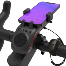 Multifunctional Bike Speaker & Phone Holder - Bicycle Headlight, Horn, Microphone & Power Bank(Black)