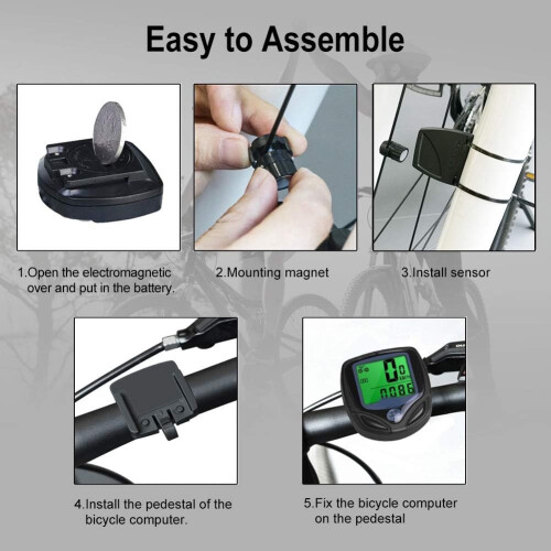 Bicycle Speedometer and Odometer Wireless Waterproof Cycle Bike Computer with LCD Display(Black) 2