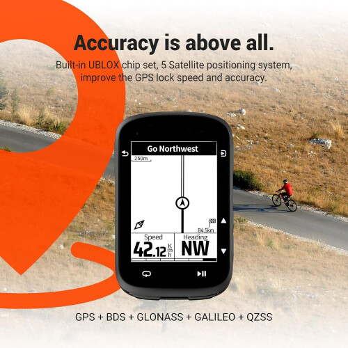 Computer Wireless, 2.6 Inch LCD GPS Cycling Computer with Route Navigation, Bluetooth5.0 ANT(Black) 2
