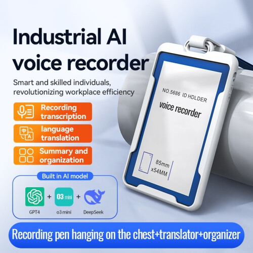 Smart Recorder AI for Badge with Mind Map and Text - 64GB (Blue) 2