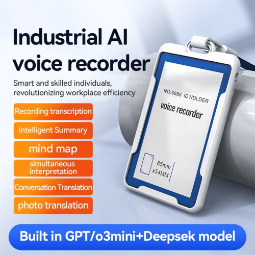 Smart Recorder AI for Badge with Mind Map and Text - 64GB (Blue) 1