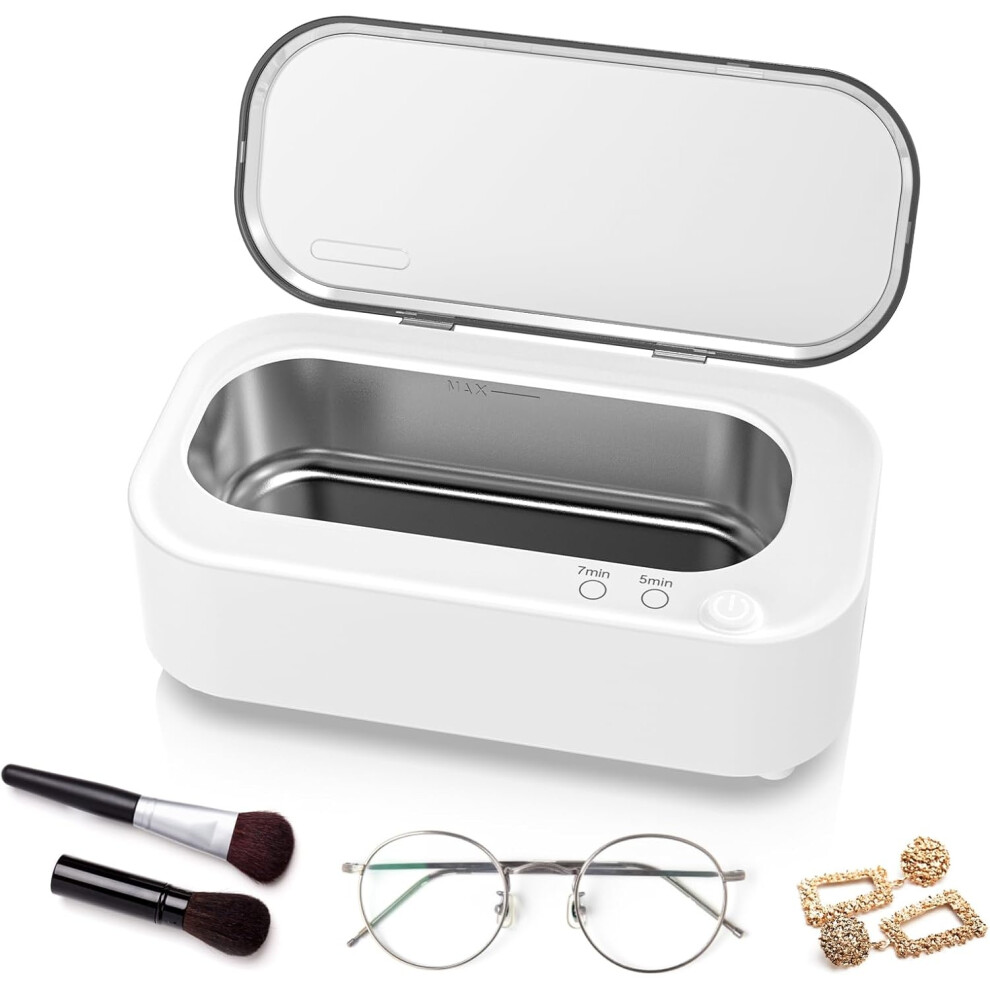 Chronus White Ultrasonic Jewellry Cleaner 350Ml, 47Khz Portable Professional Household Ultrasonic Cleaner Machine(White)