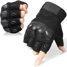 Tactical Fingerless Gloves for Motorbike Motorcycle Cycling Climbing Hiking Hunting Gloves(Black)