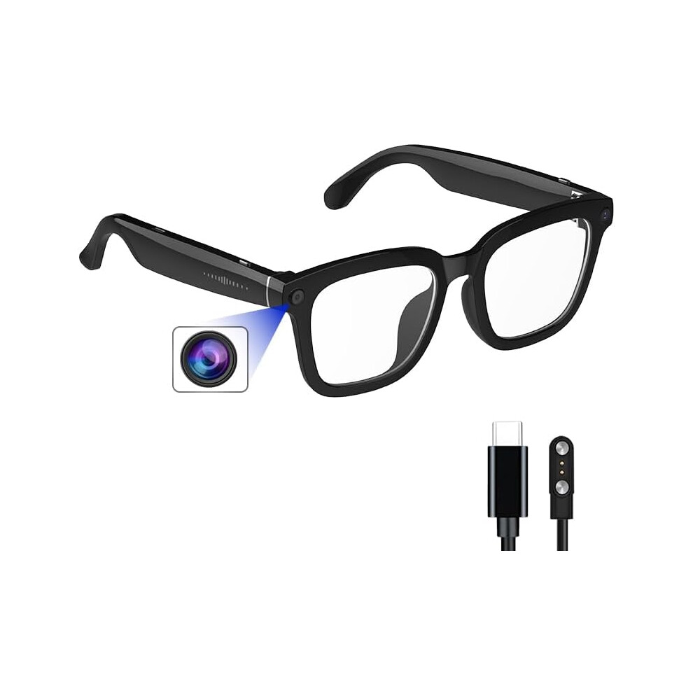 Ai Smart Glasses With 8Mp Camera 1080P Video Recording Voice Assistant Translation Music Control Bluetooth 5.3(Black) Black 6976918088369
