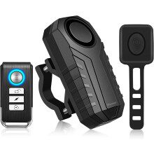 Bike Alarm Horn with Remote Loud 113dB, Waterproof Wireless Antitheft Vibration Bicycle Alarm(Black)