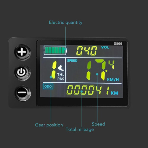 Electric Bike LCD Display Meter, ABS Waterproof Electric Scooter Color Screen Display Control Panel(Black) 2