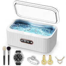 Ultrasonic Jewelry Cleaner, Ultra Sonic Cleaning Machine with 48KHz 4 Modes 400ml 304 Stainless(White)