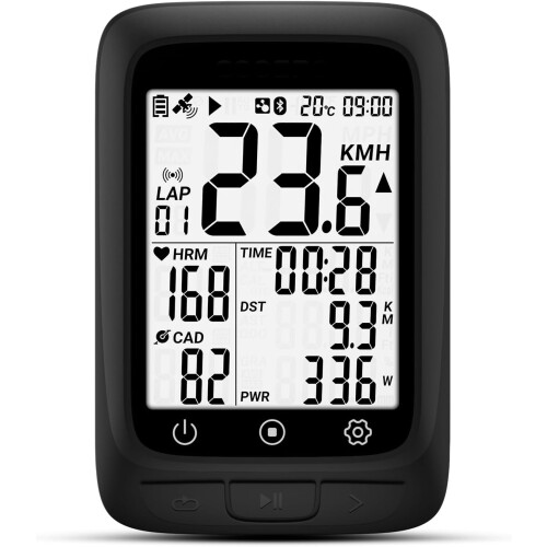 Bike Computer GPS Wireless, ANT+ Cycling Computer GPS with Bluetooth, Multifunctional ANT(Black)