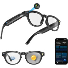 AI Smart Glasses with 1080P Camera Real Time Translation Hands Free Music and Calls 32GB Storage(Black)