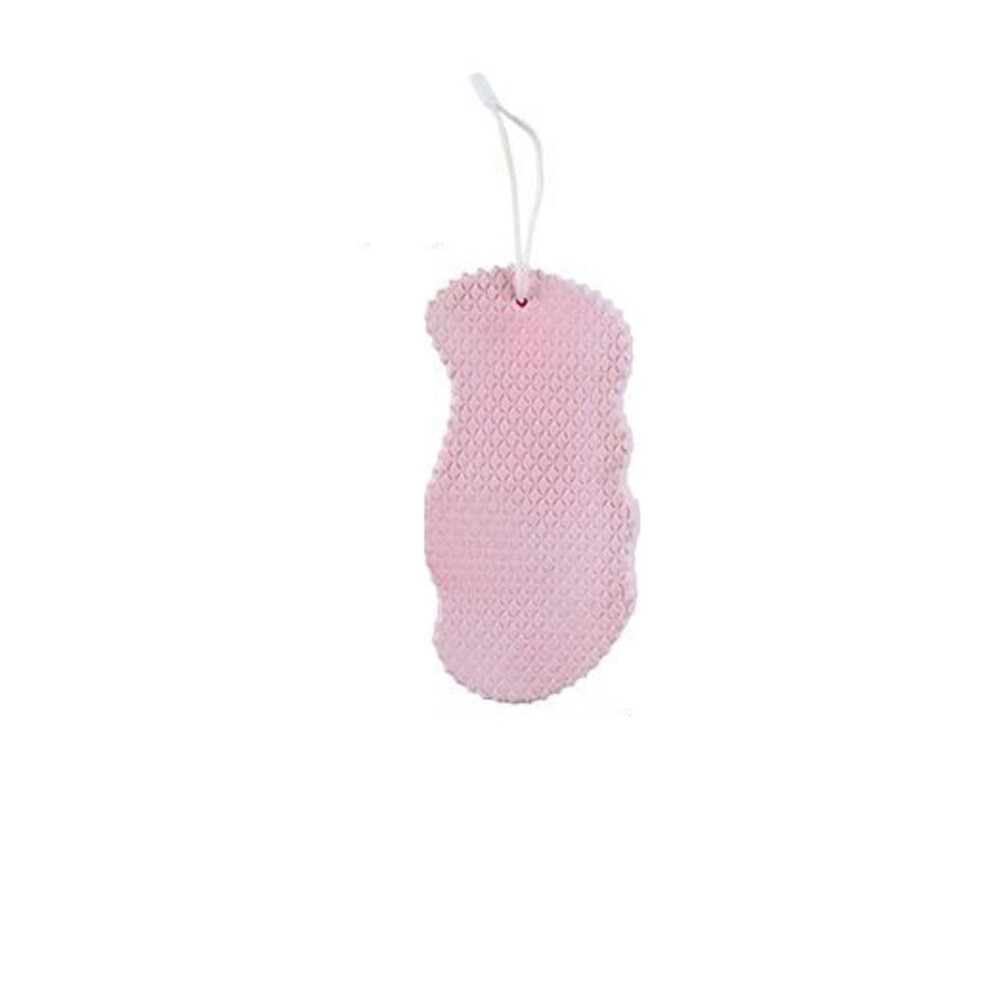 Pink Body Brush With Exfoliating Bath Sponge, Dual Action For Wet And Dry Brushing,