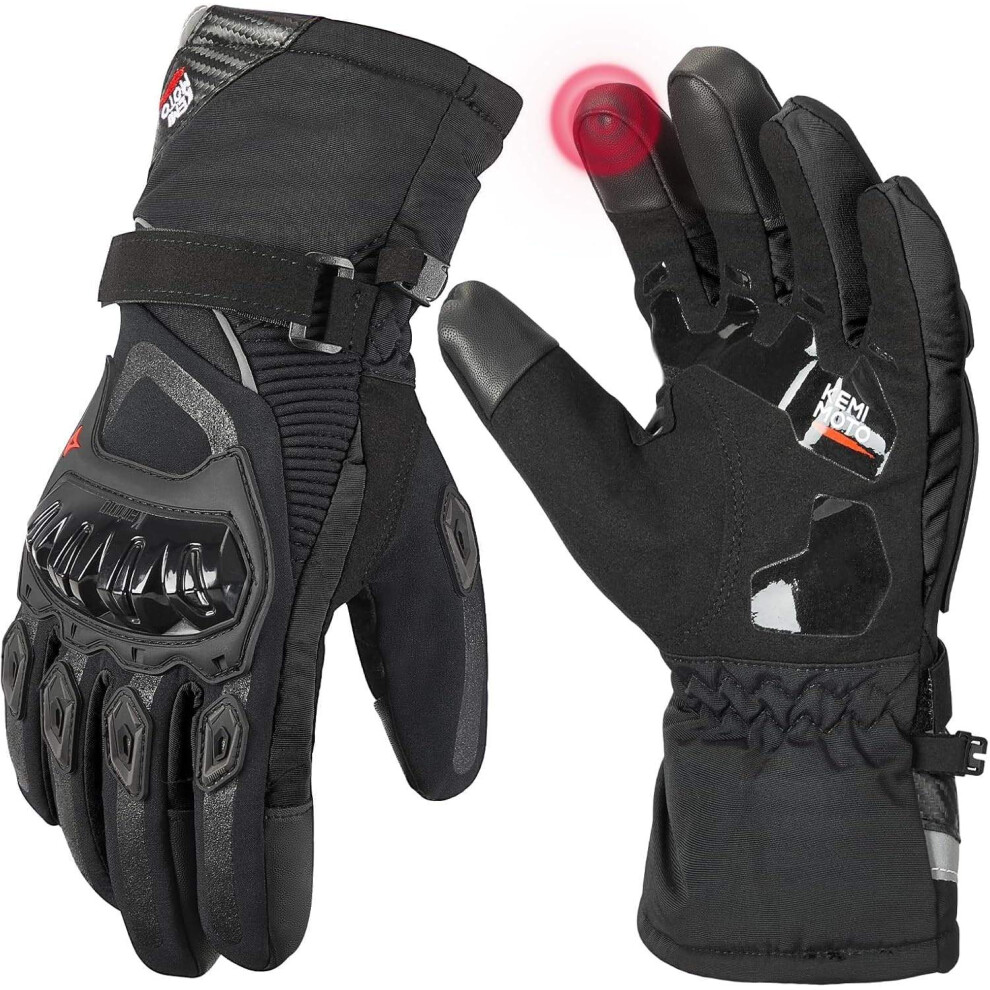 Winter Motorcycle Gloves, Rainproof Riding Warm Gloves With Touchscreen For Motorcycle Riding(Black) Black 6976918089335