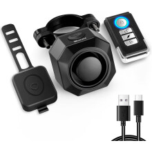 Rechargeable Electric Bike Horn Alarm with Remote, 110dB Loud Bike Horn for Adults Waterproof(Black)